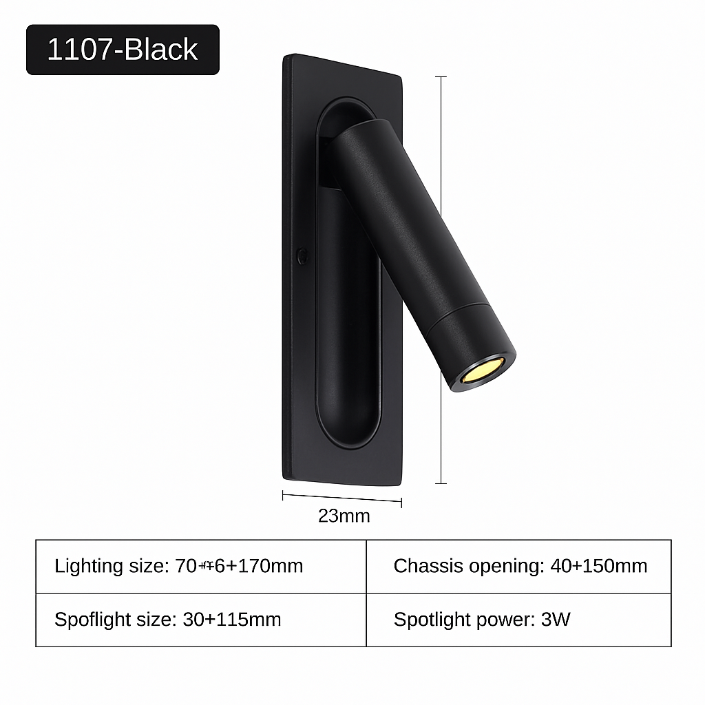 Applique murale intérieure 110-240V 3W avec chargement USB
