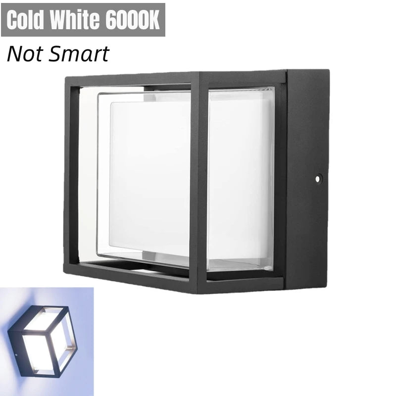 Applique murale intelligentes d'extérieur Tuya Wifi LED 10W Cube RGB App applique à intensité variable étanche jardin Alexa Google maison applique murale AC85-265V