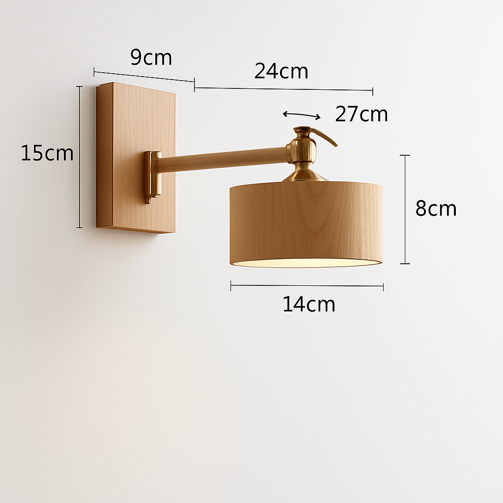 applique murale iwhd en bois de frêne et noyer avec interrupteur à chaîne