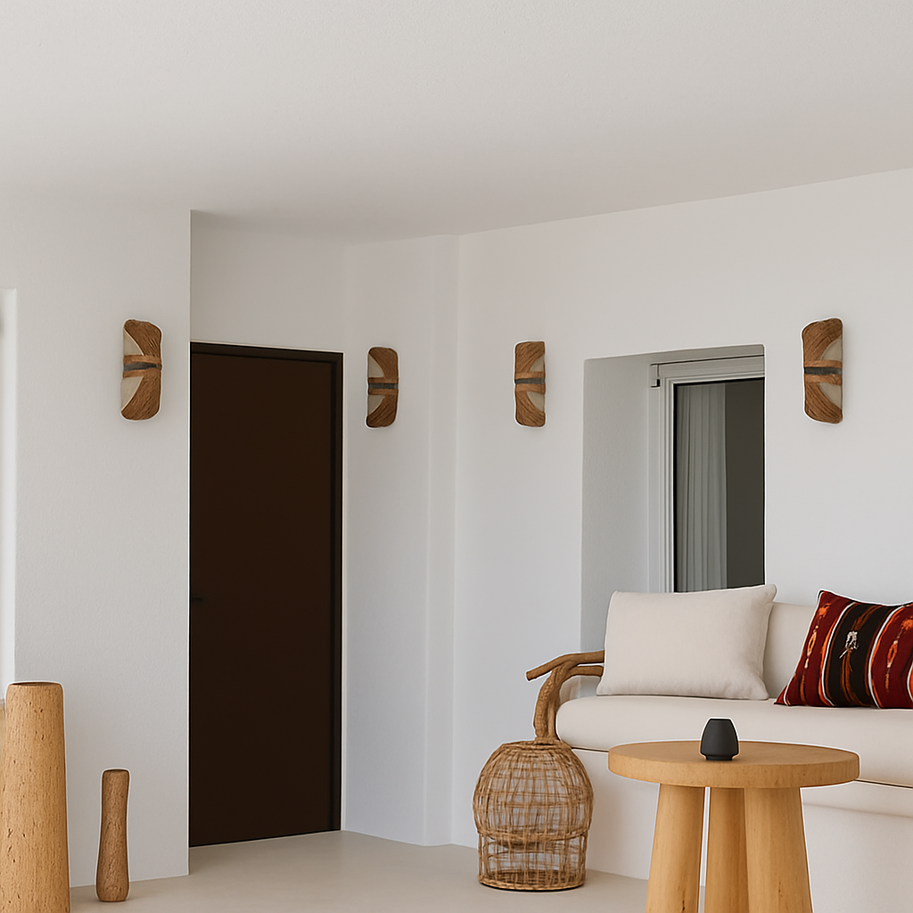 applique murale japonaise en rotin tissé avec corde de chanvre rétro