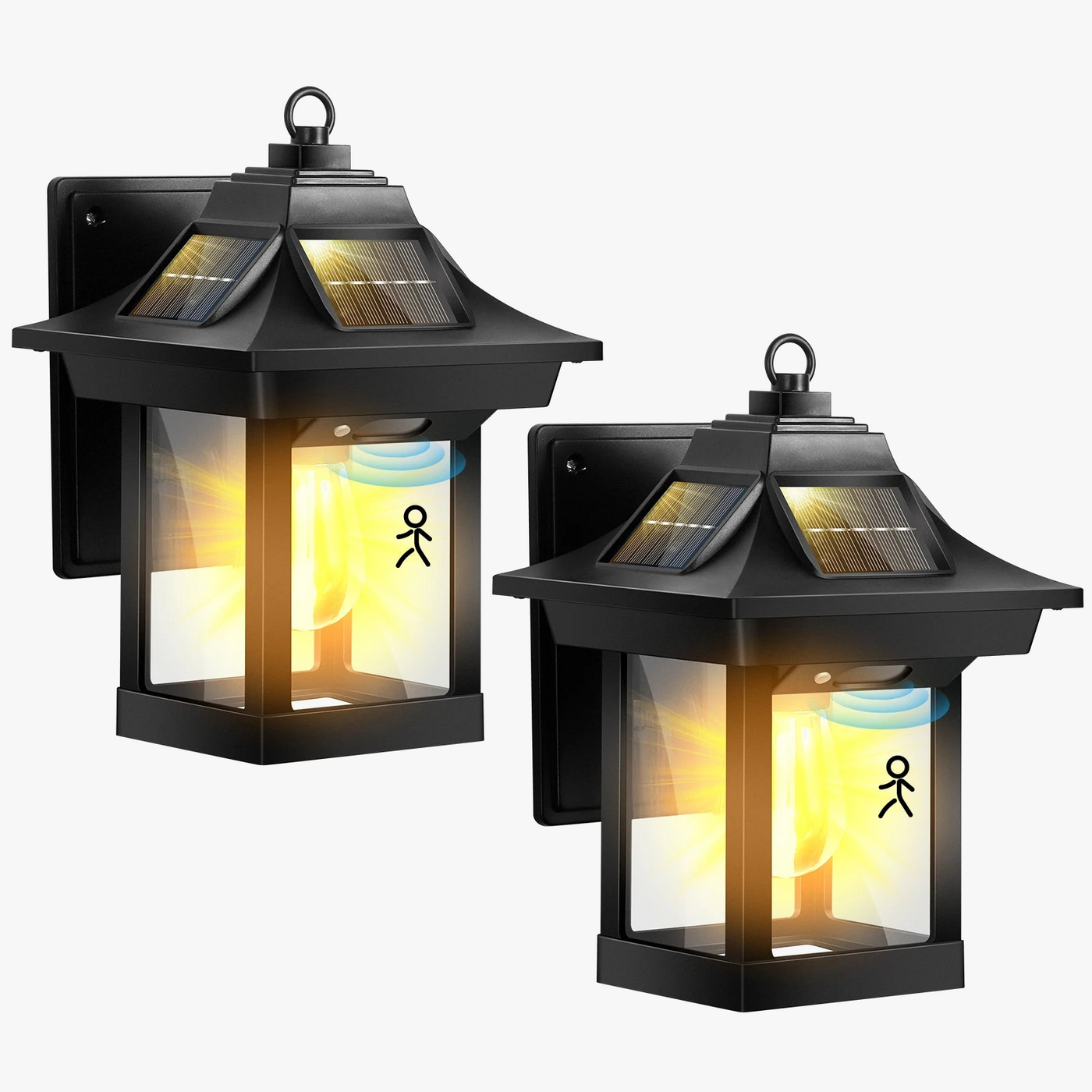 Applique murale lanternes solaires LED mouvement extérieur (lot de 2)