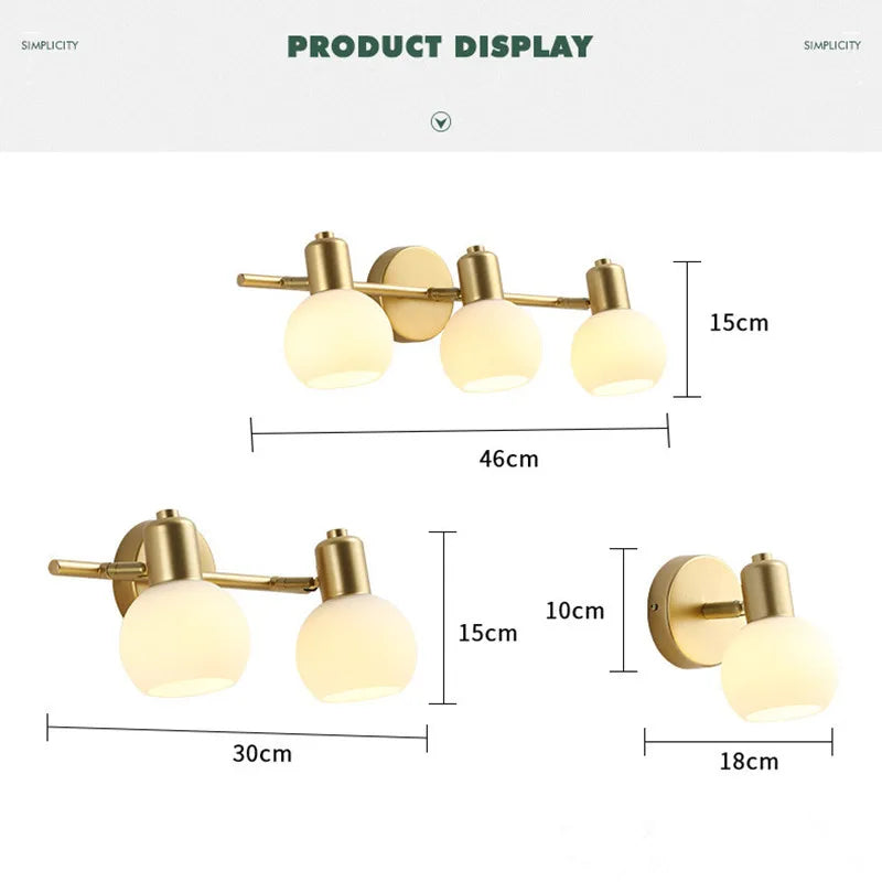 applique murale led 3 têtes lumière chaude/froide/blanc