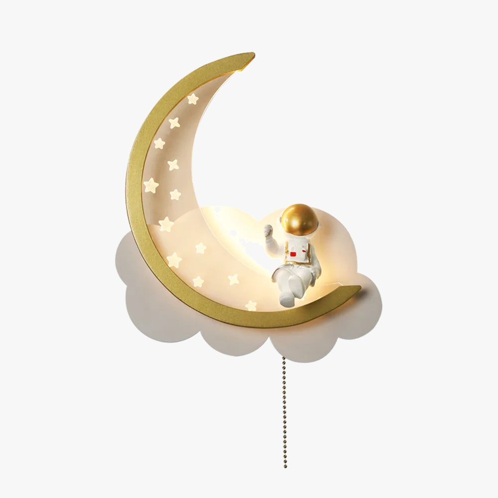 applique murale led astronaute lune nuages pour enfant