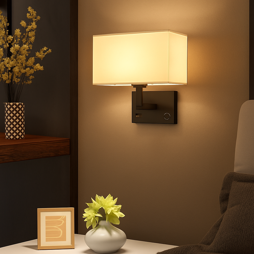 Applique murale Led avec abat-jour en tissu