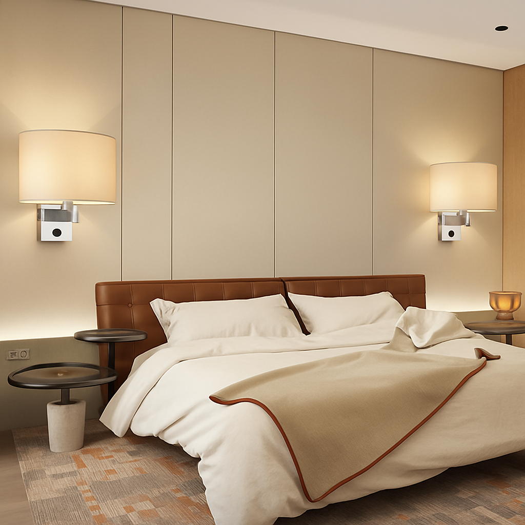 Applique murale Led avec abat-jour en tissu