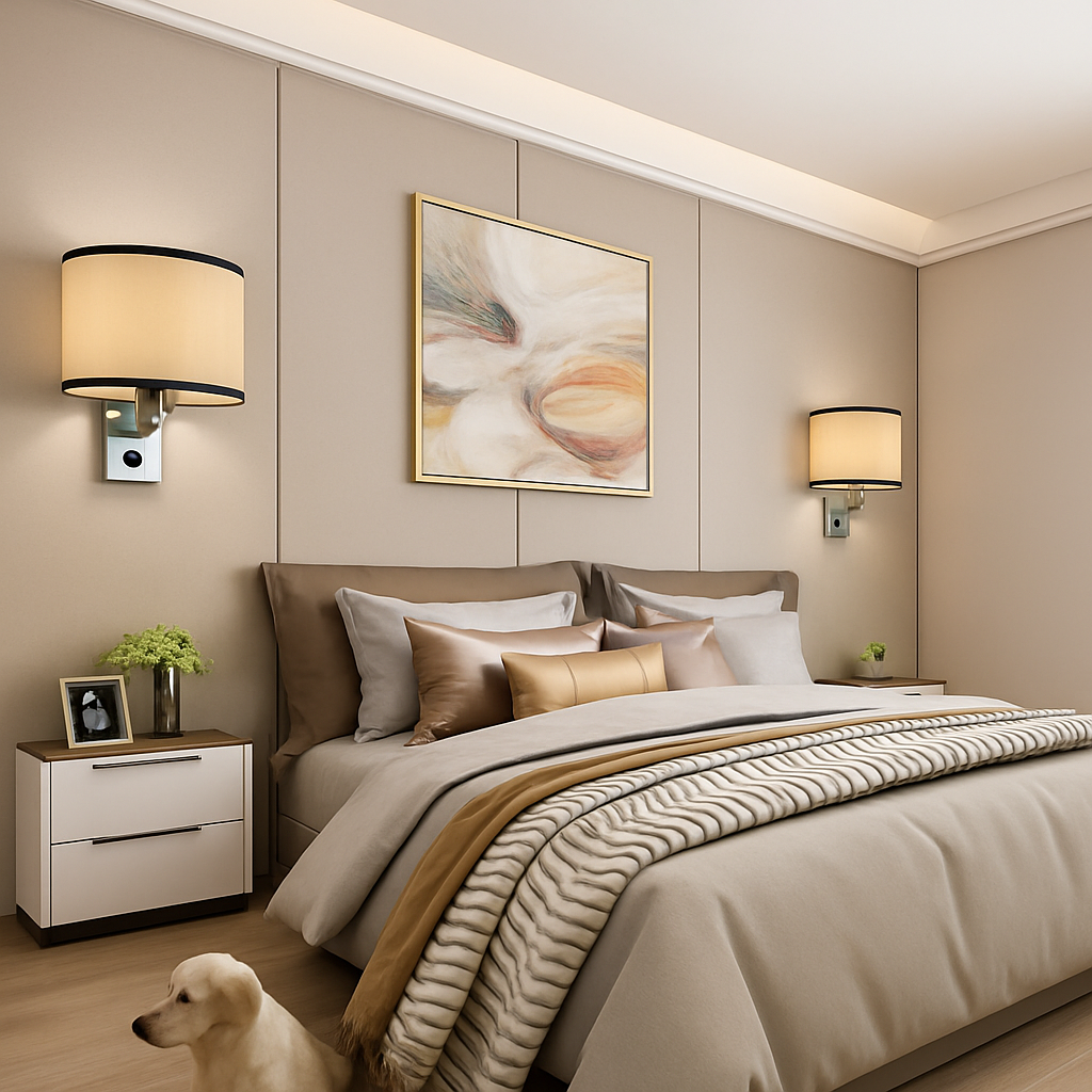 Applique murale Led avec abat-jour en tissu