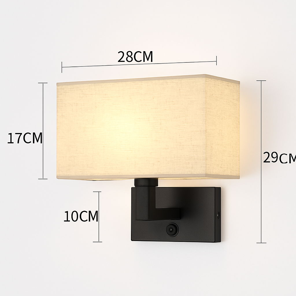 Applique murale Led avec abat-jour en tissu