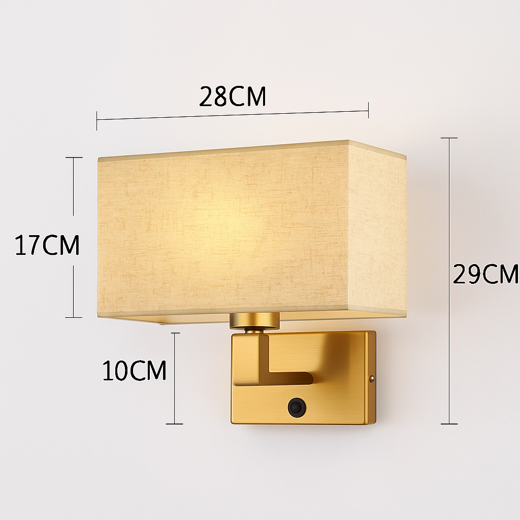 Applique murale Led avec abat-jour en tissu