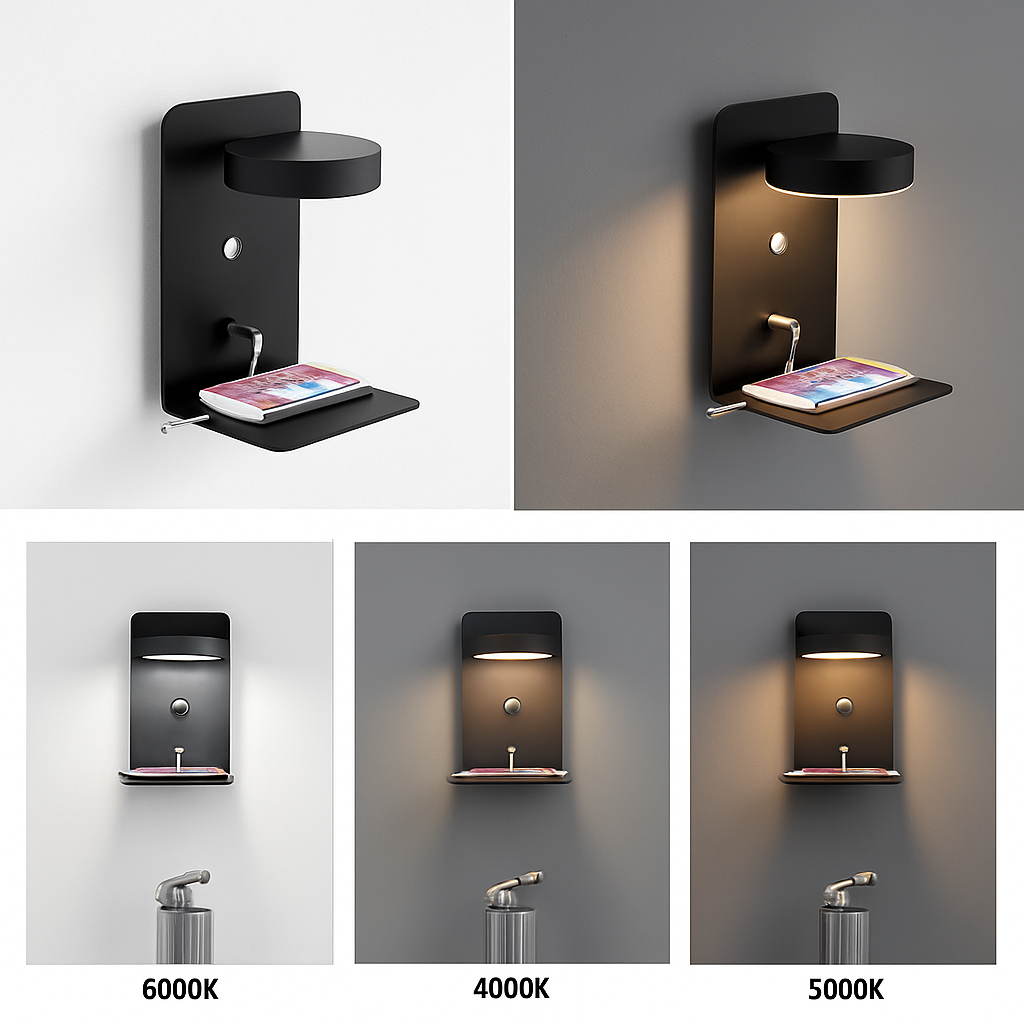 applique murale led avec chargeur usb et interrupteur décoratif