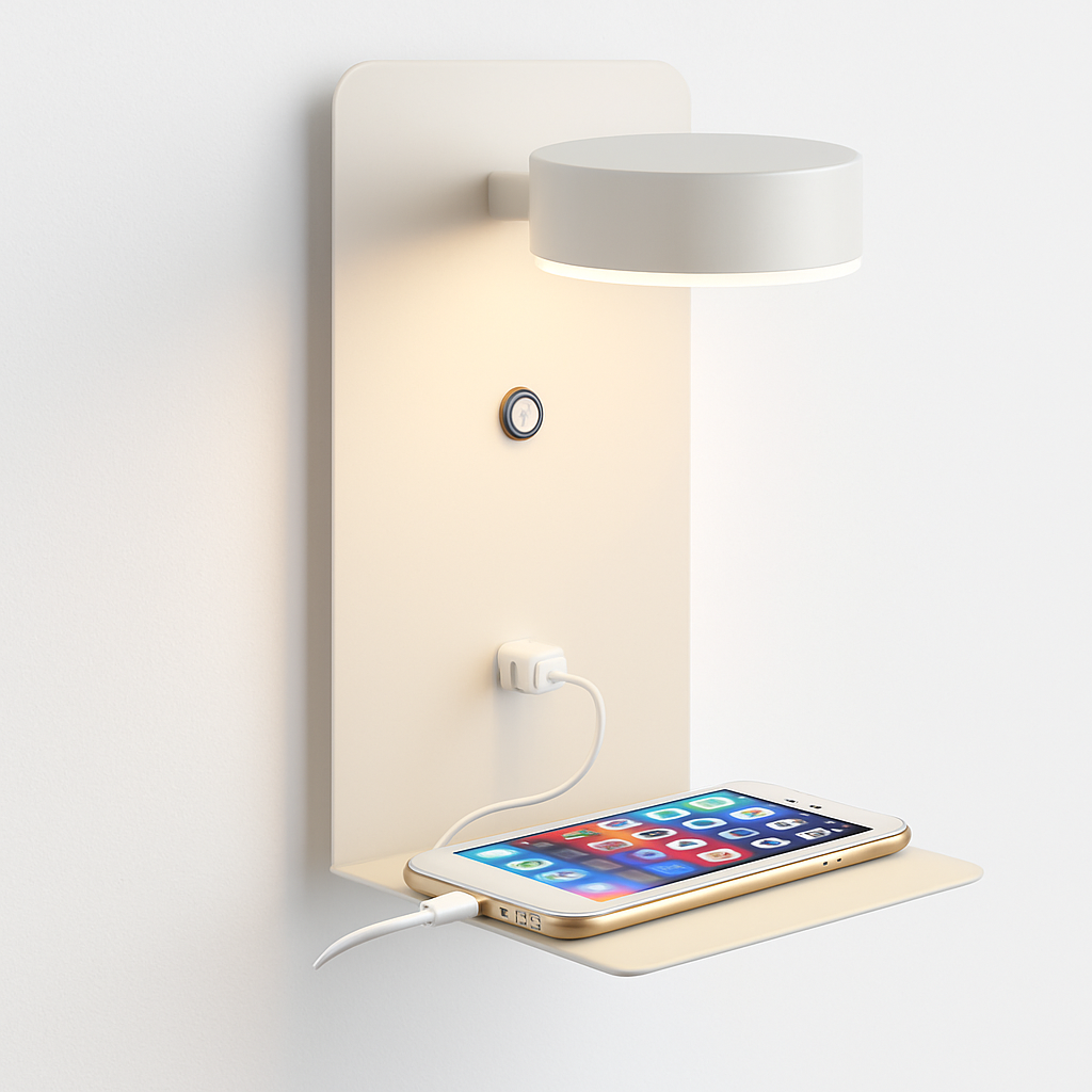 applique murale led avec chargeur usb et interrupteur décoratif