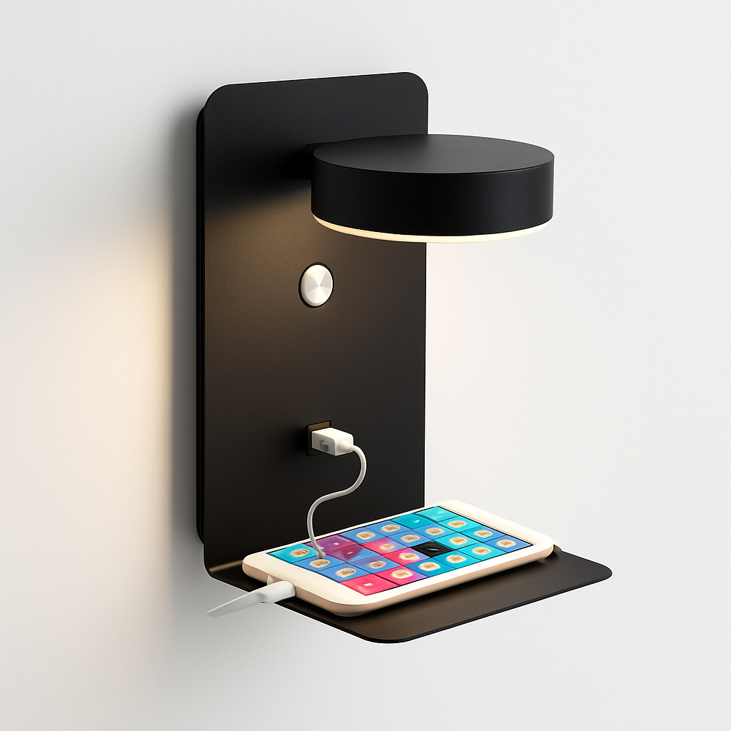 applique murale led avec chargeur usb et interrupteur décoratif