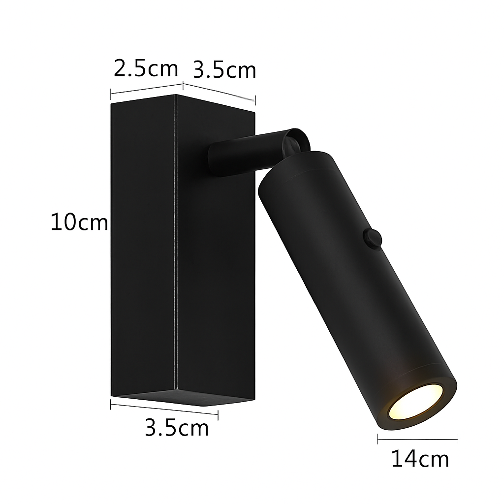 applique murale à led avec interrupteur et port usb rotative 350 degrés