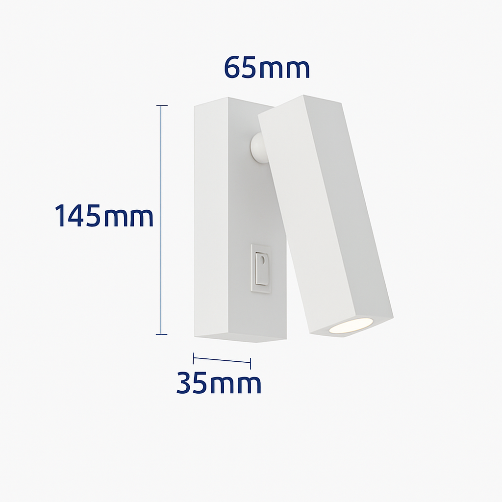 applique murale à led avec interrupteur et port usb rotative 350 degrés