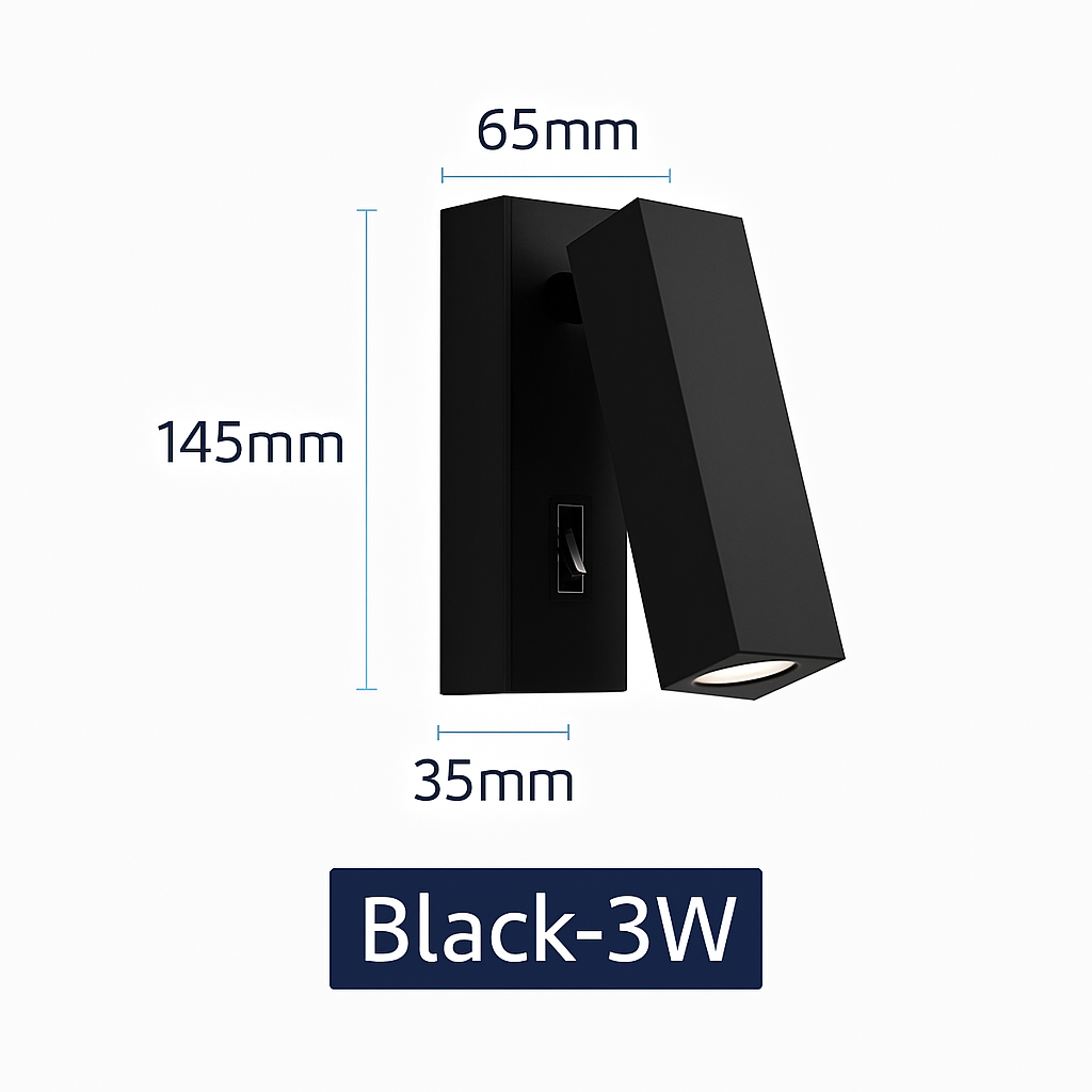 applique murale à led avec interrupteur et port usb rotative 350 degrés