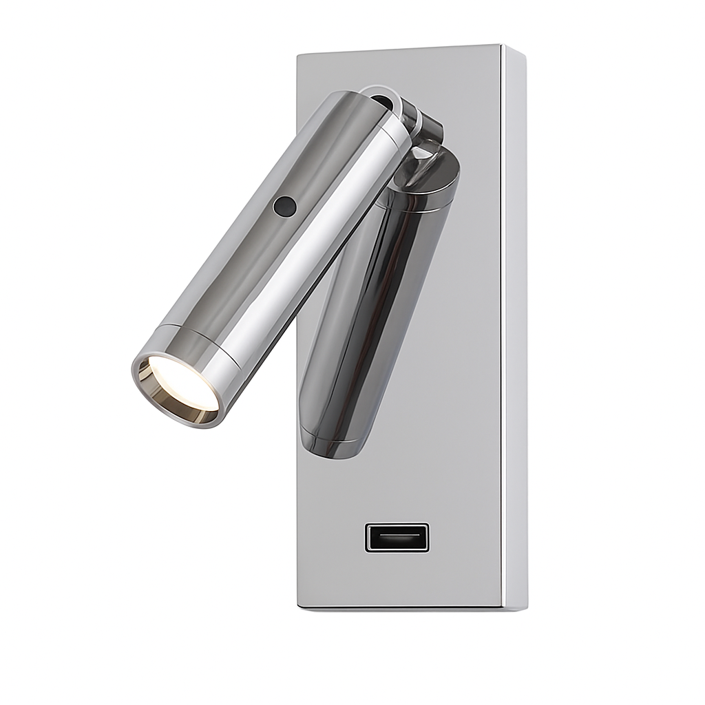 applique murale à led avec interrupteur et port usb rotative 350 degrés