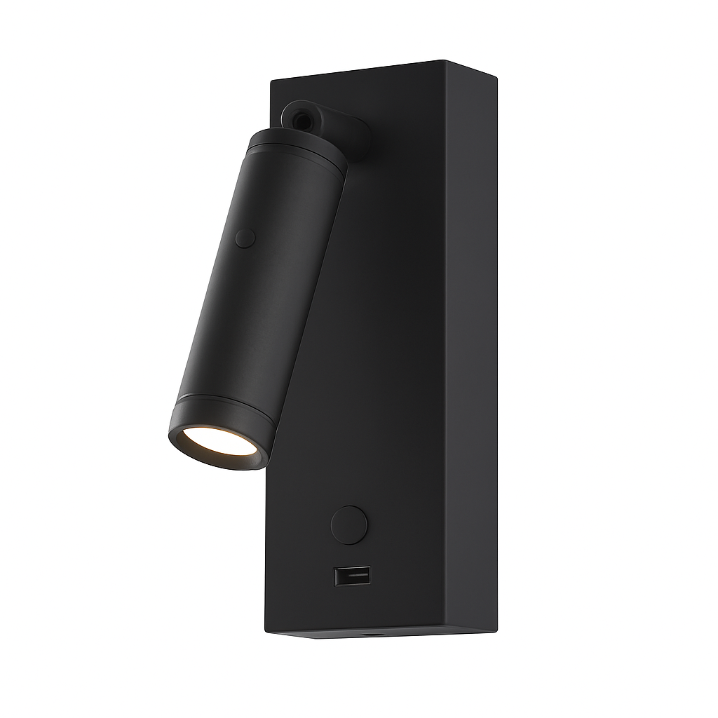 applique murale à led avec interrupteur et port usb rotative 350 degrés