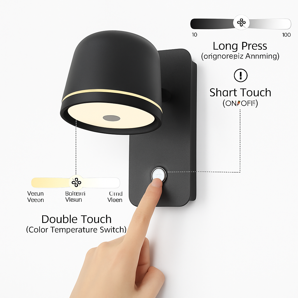 Applique murale LED avec variateur tactile et réglable Aisilan