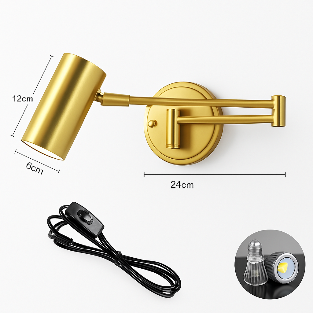 Applique murale LED à bras Long pivotant réglable avec capteur tactile moderne