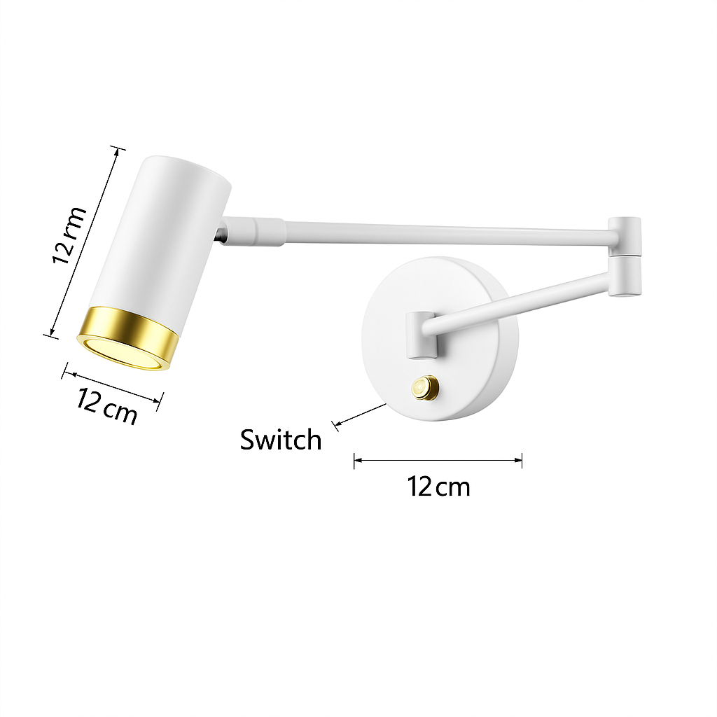 Applique murale LED à bras Long pivotant réglable avec capteur tactile moderne