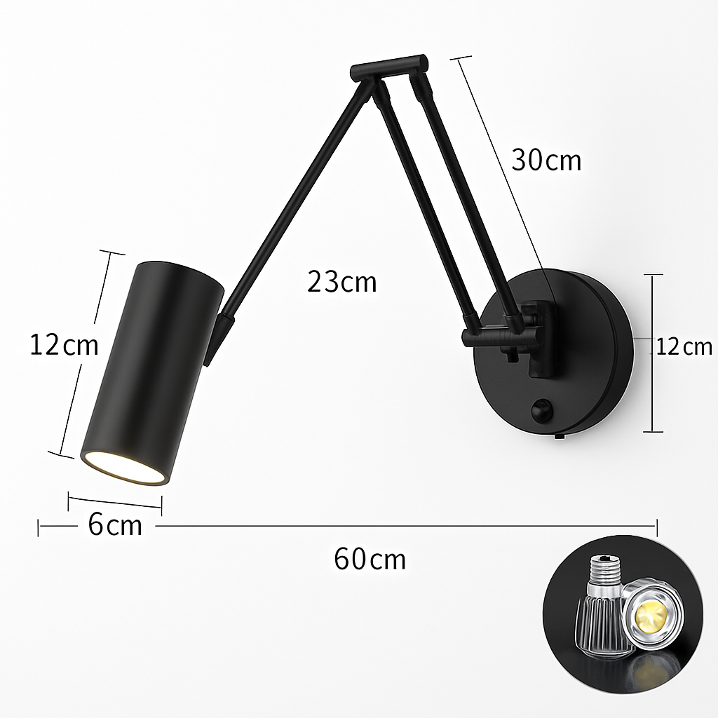 Applique murale LED à bras Long pivotant réglable avec capteur tactile moderne