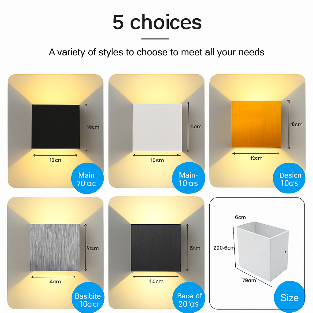 applique murale led carrées en aluminium pour décoration artistique