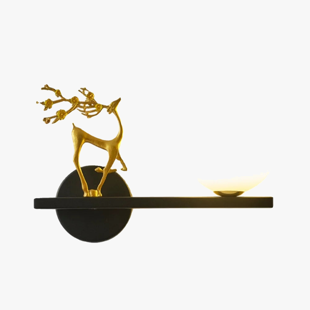 applique murale led cerf doré pour décoration artistique intérieure