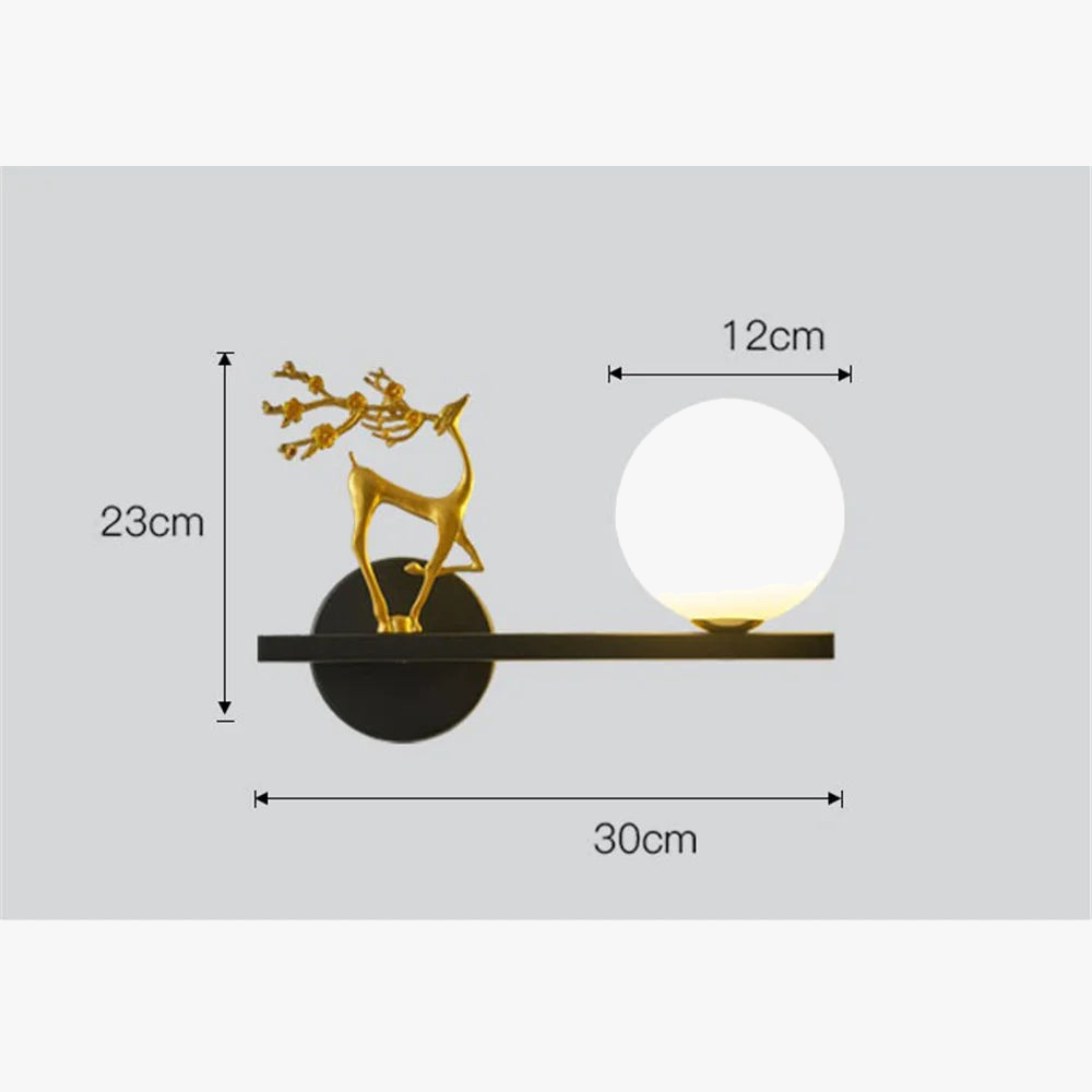 applique murale led cerf doré pour décoration artistique intérieure