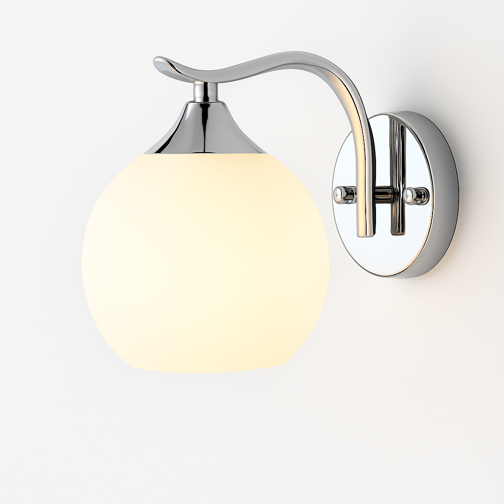 Applique murale LED chromé avec boule en verre Creative