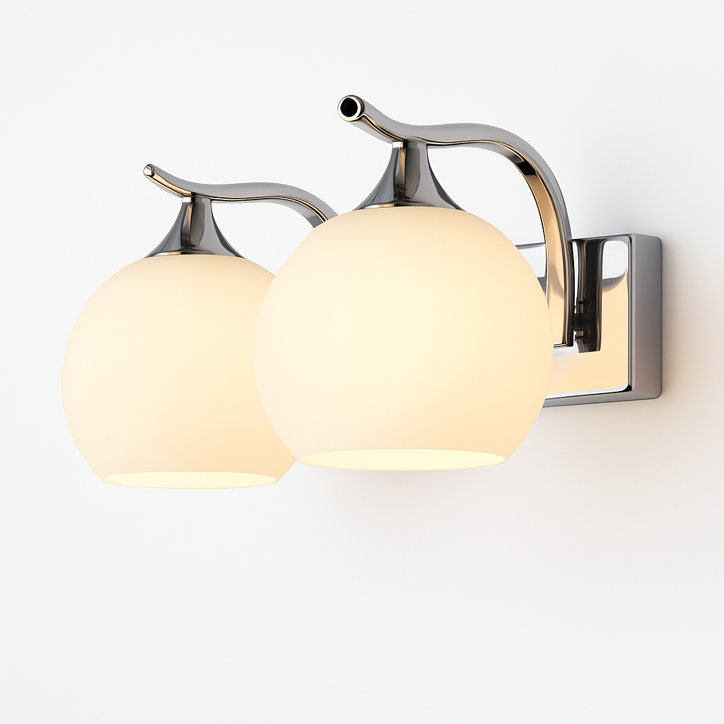 Applique murale LED chromé avec boule en verre Creative