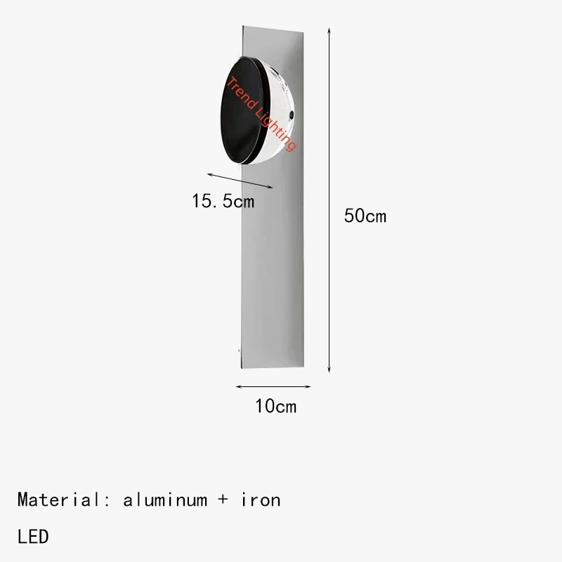 applique murale led chromée en acier inoxydable style science-fiction