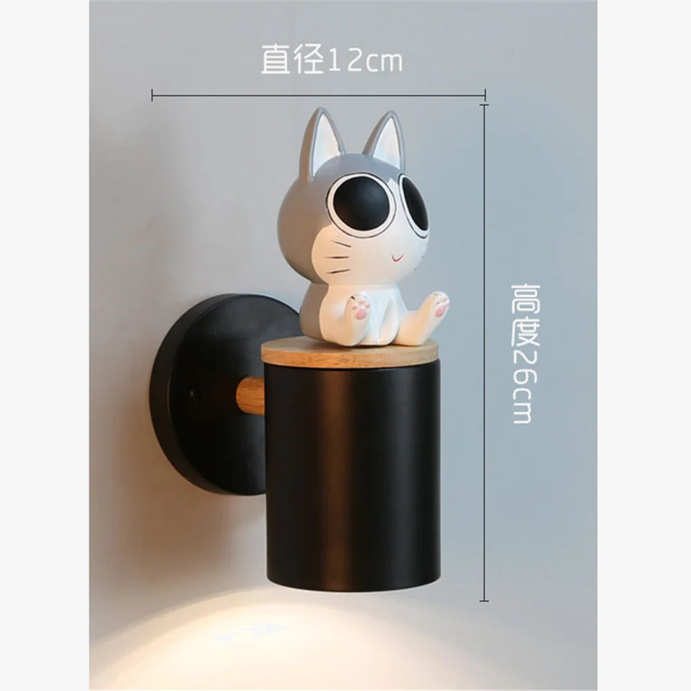 applique murale led créative chat et chien pour enfants