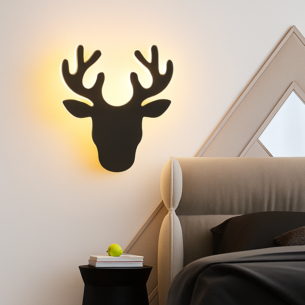 Applique murale LED créative en forme de cerf