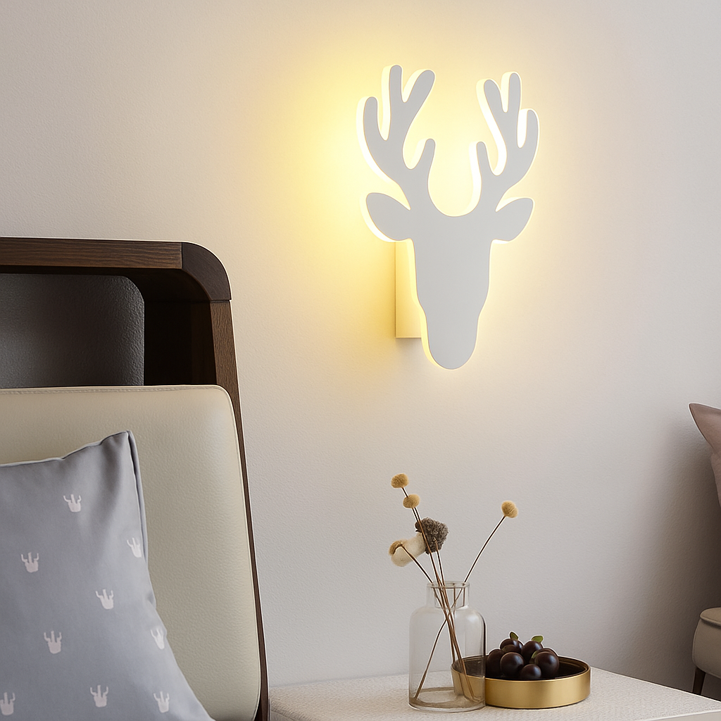 Applique murale LED créative en forme de cerf