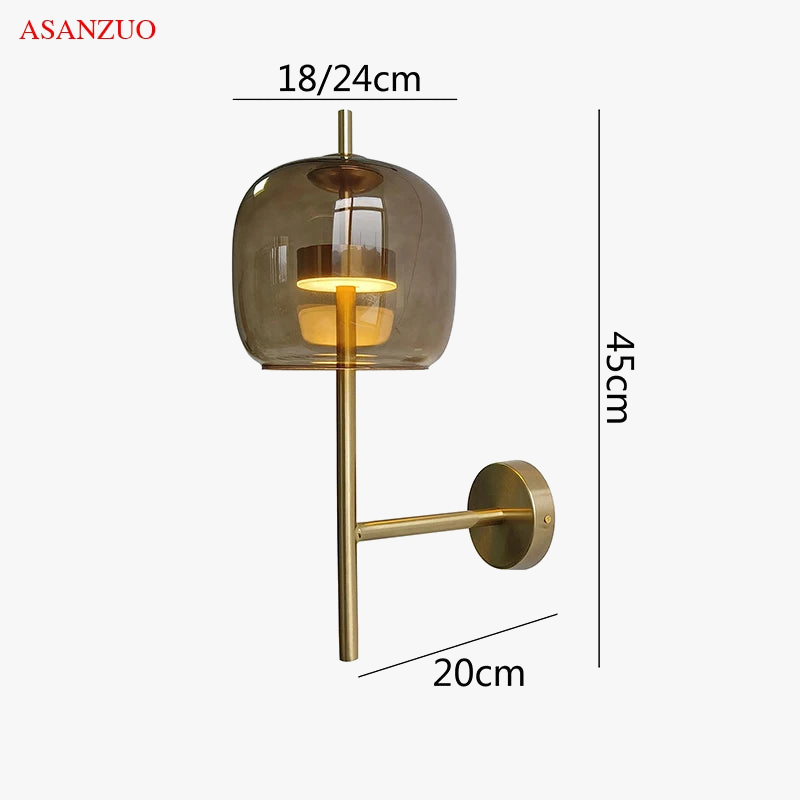 applique murale led créative en verre avec lumière chaude
