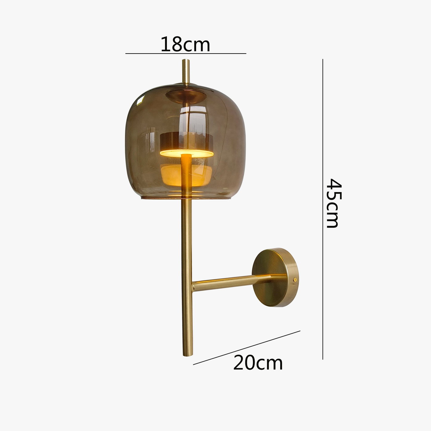 applique murale led créative en verre avec lumière chaude