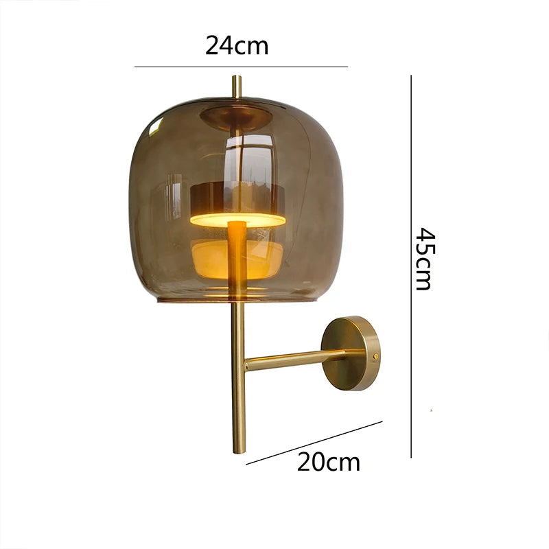 applique murale led créative en verre avec lumière chaude