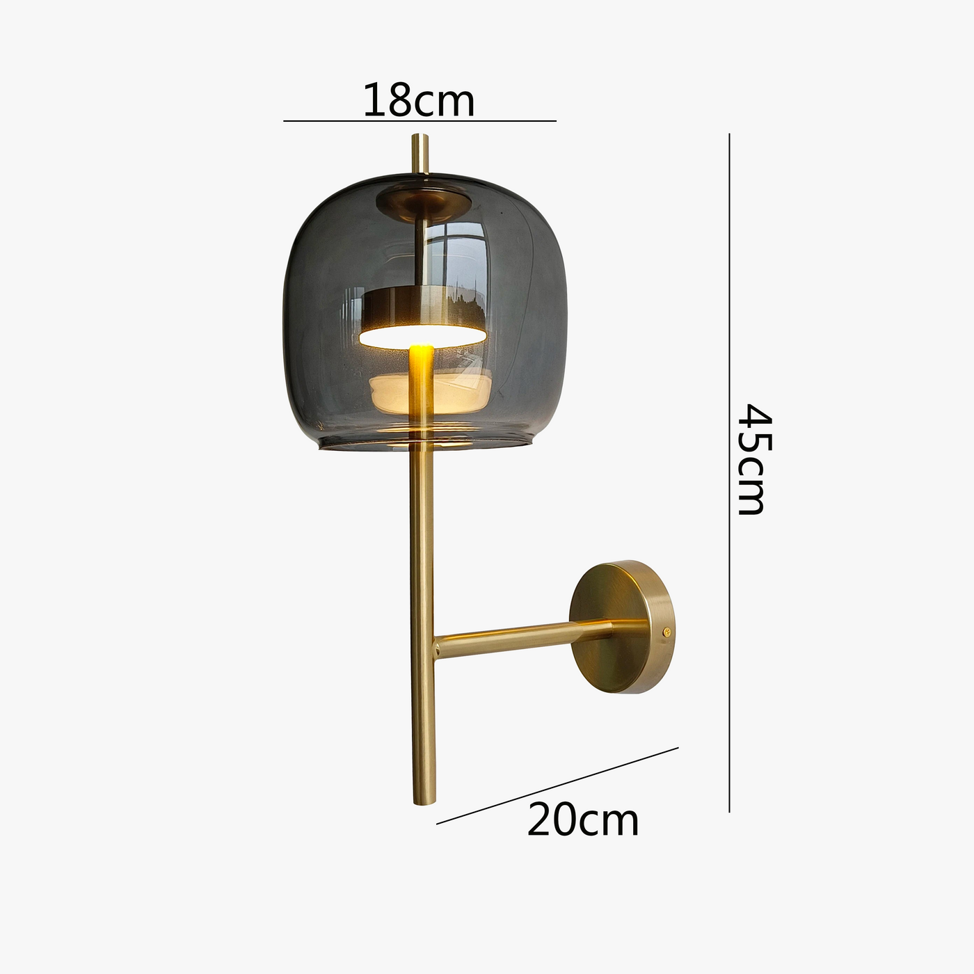 applique murale led créative en verre avec lumière chaude
