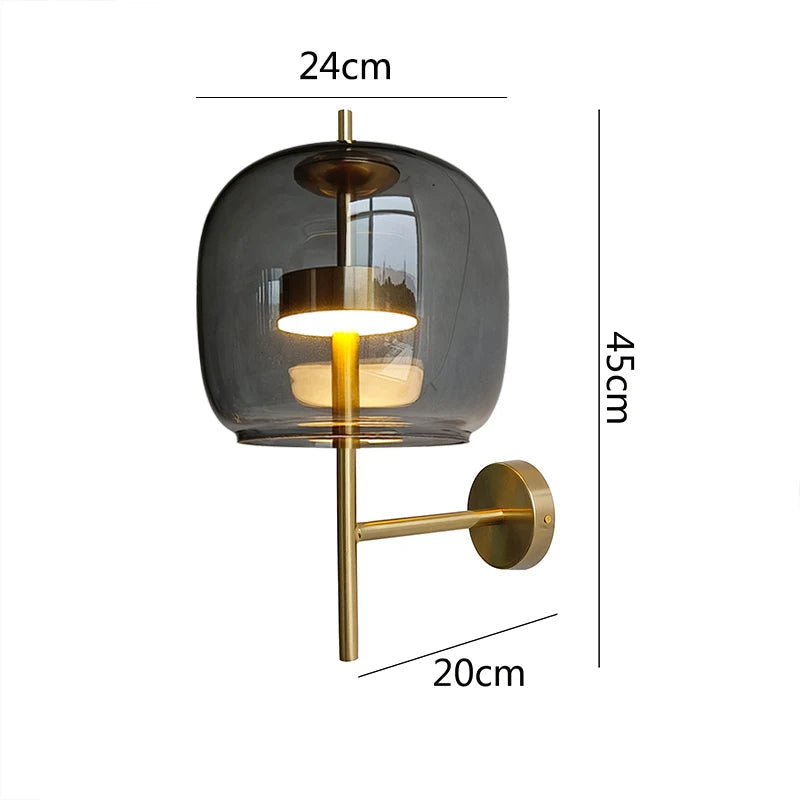applique murale led créative en verre avec lumière chaude