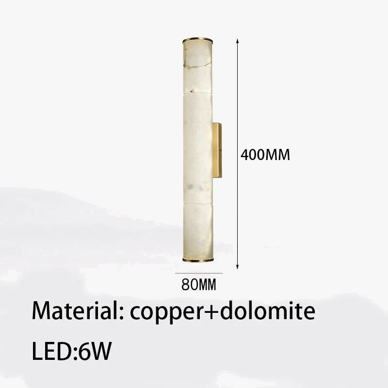 Applique murale LED cylindrique en marbre naturel