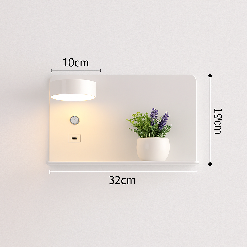 applique murale led décorative avec interrupteur et usb