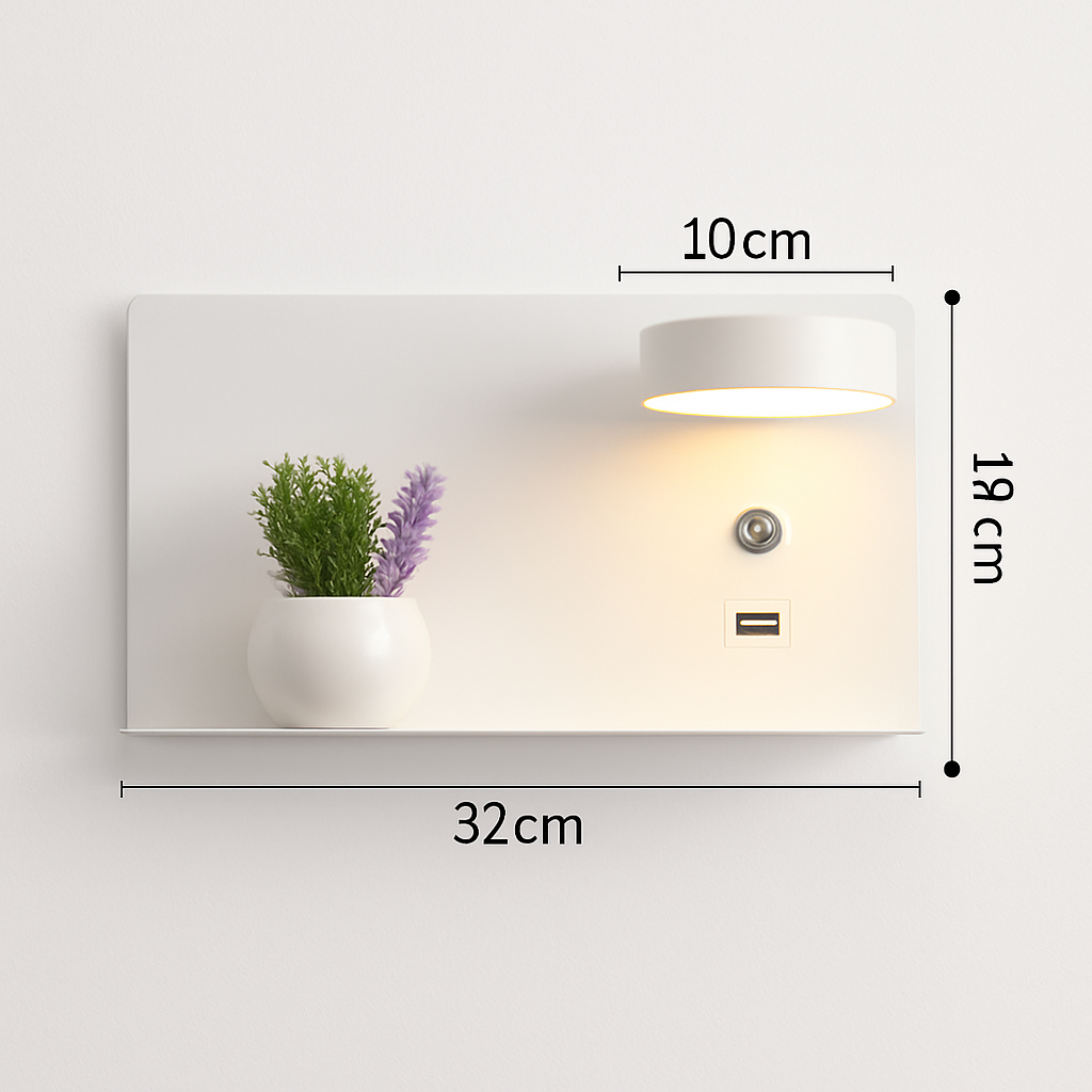 applique murale led décorative avec interrupteur et usb