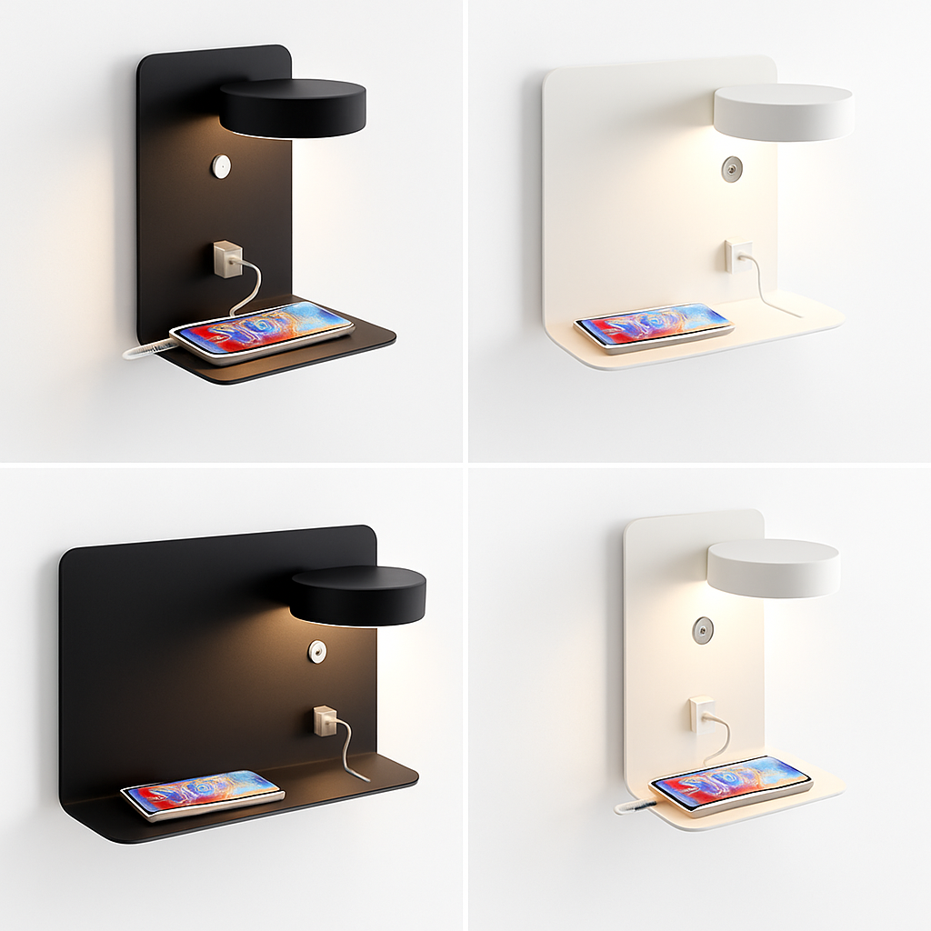 applique murale led décorative avec interrupteur et usb