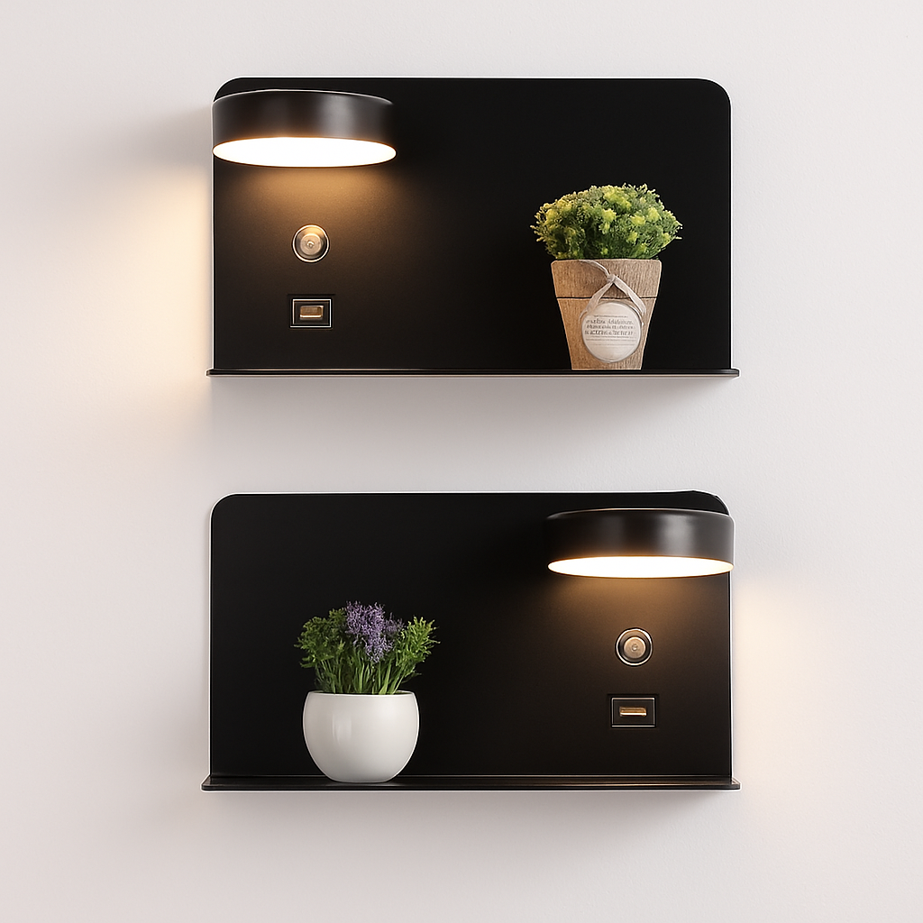 applique murale led décorative avec interrupteur et usb
