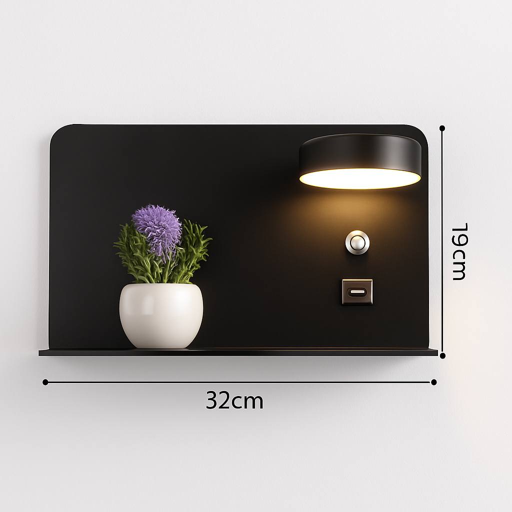 applique murale led décorative avec interrupteur et usb