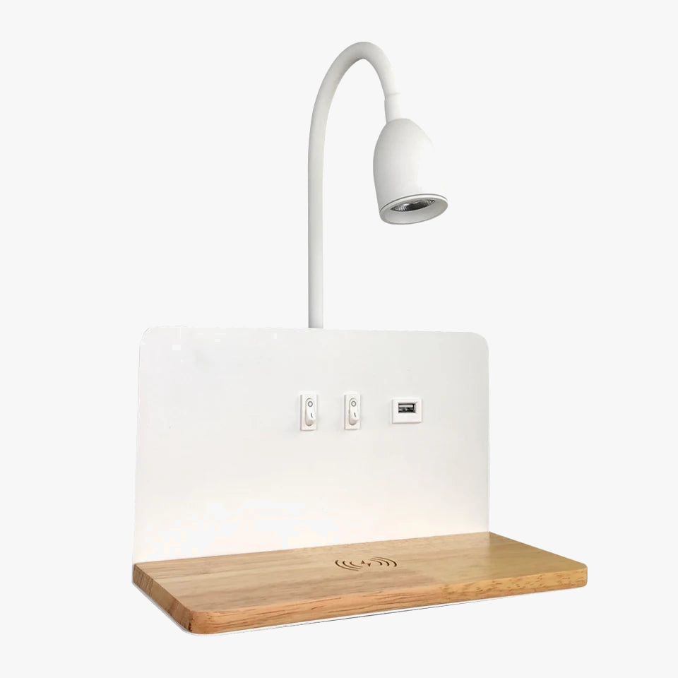 Applique murale LED d'intérieur avec Interface USB et chargement sans fil