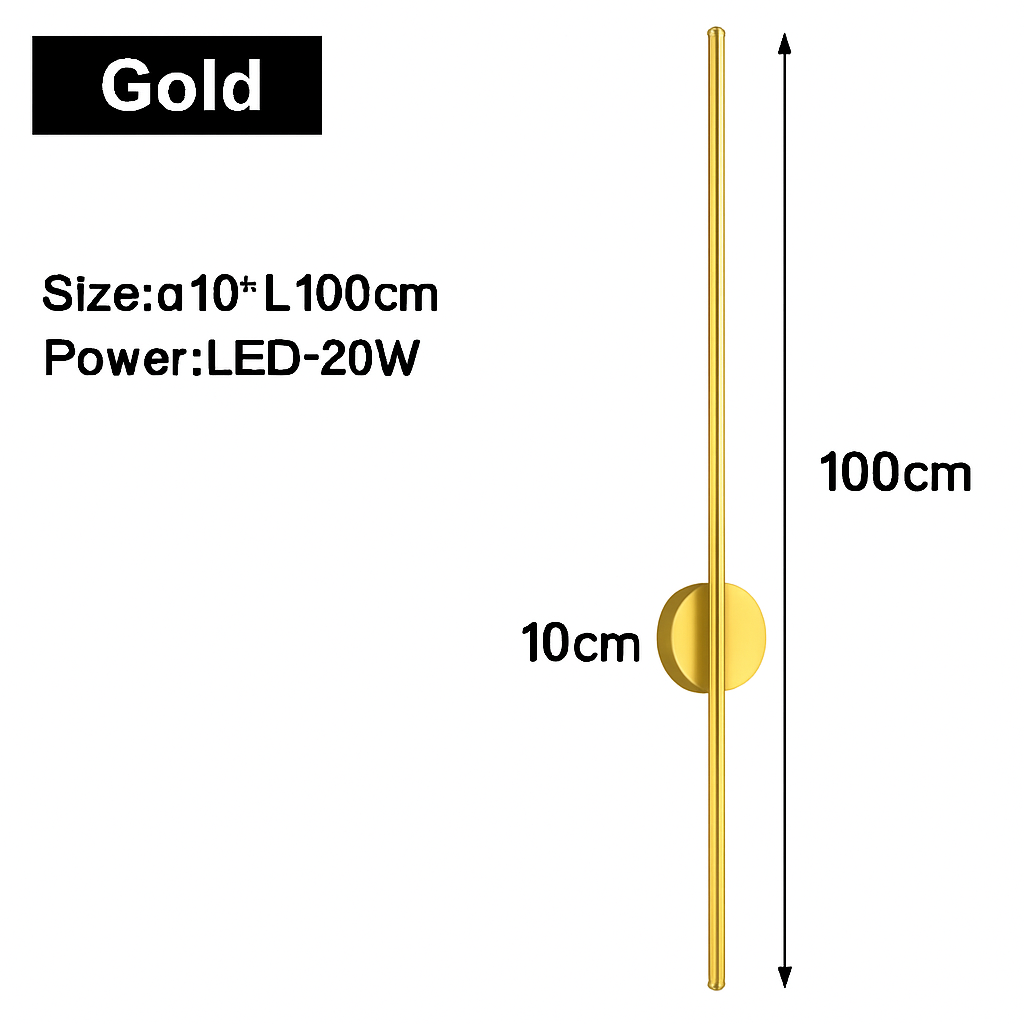 Applique murale LED d'intérieur en or et noir