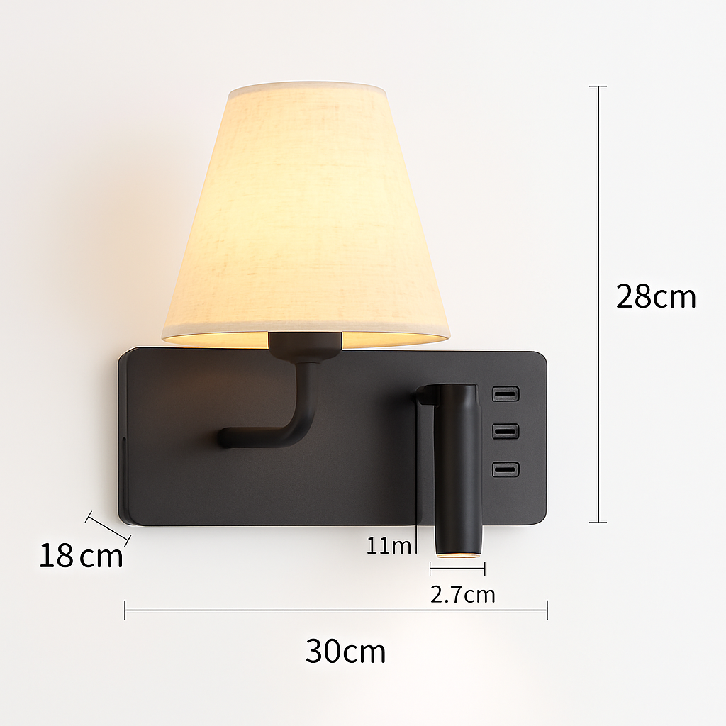 Applique murale LED d'intérieur moderne USB