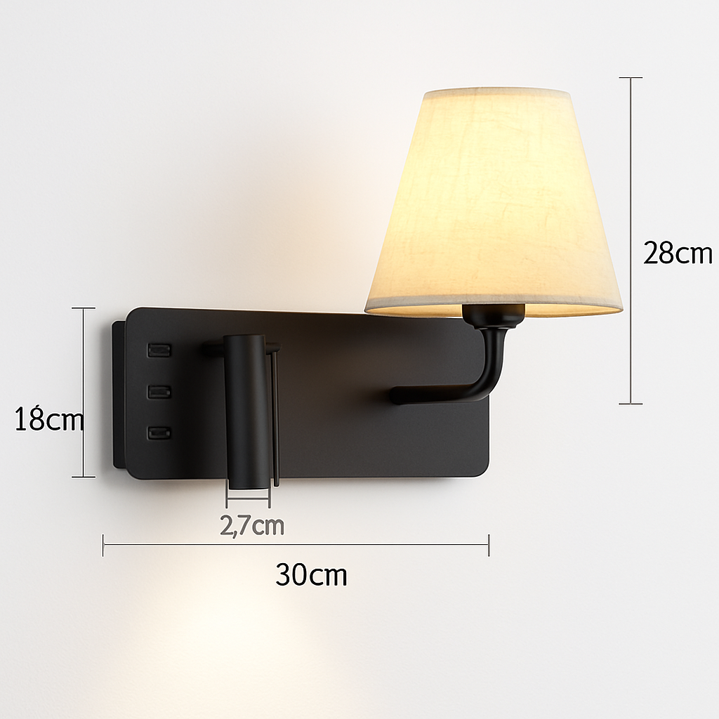 Applique murale LED d'intérieur moderne USB