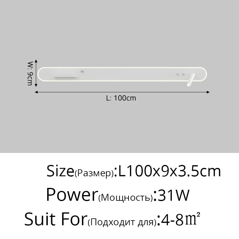 applique murale led de chevet multifonction avec port usb et chargeur sans fil
