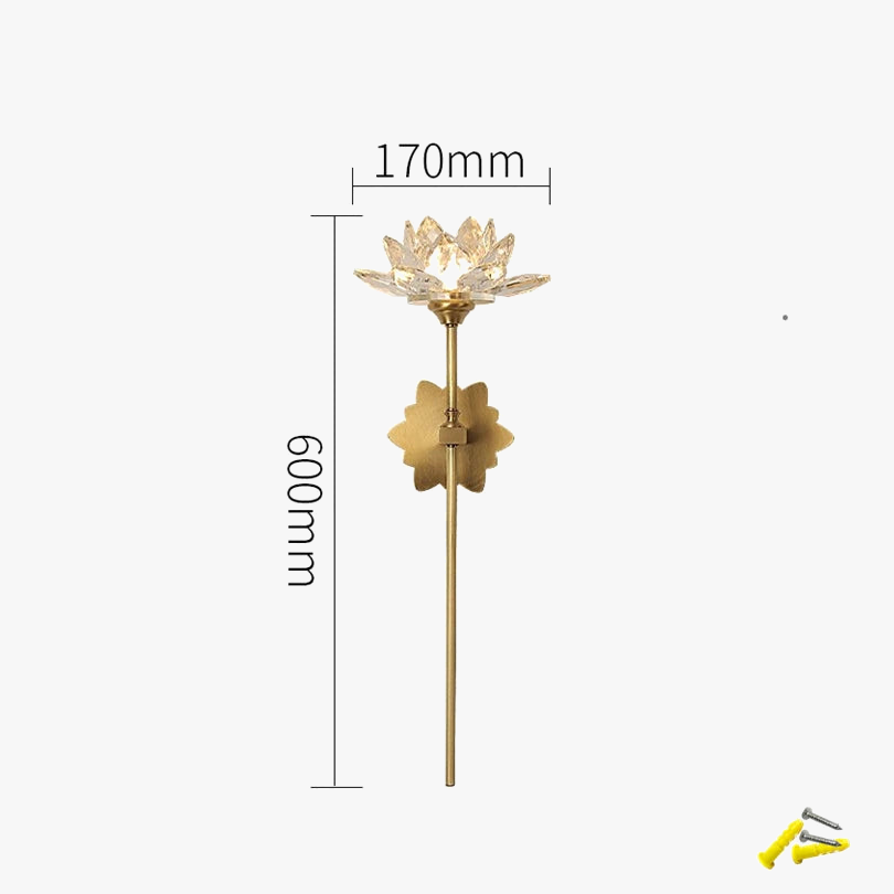 applique murale led de luxe en cristal style lotus chinois créatif
